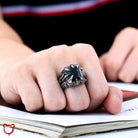 Red/Blue/Black Gothic Stone Ring - The Cursed Closet