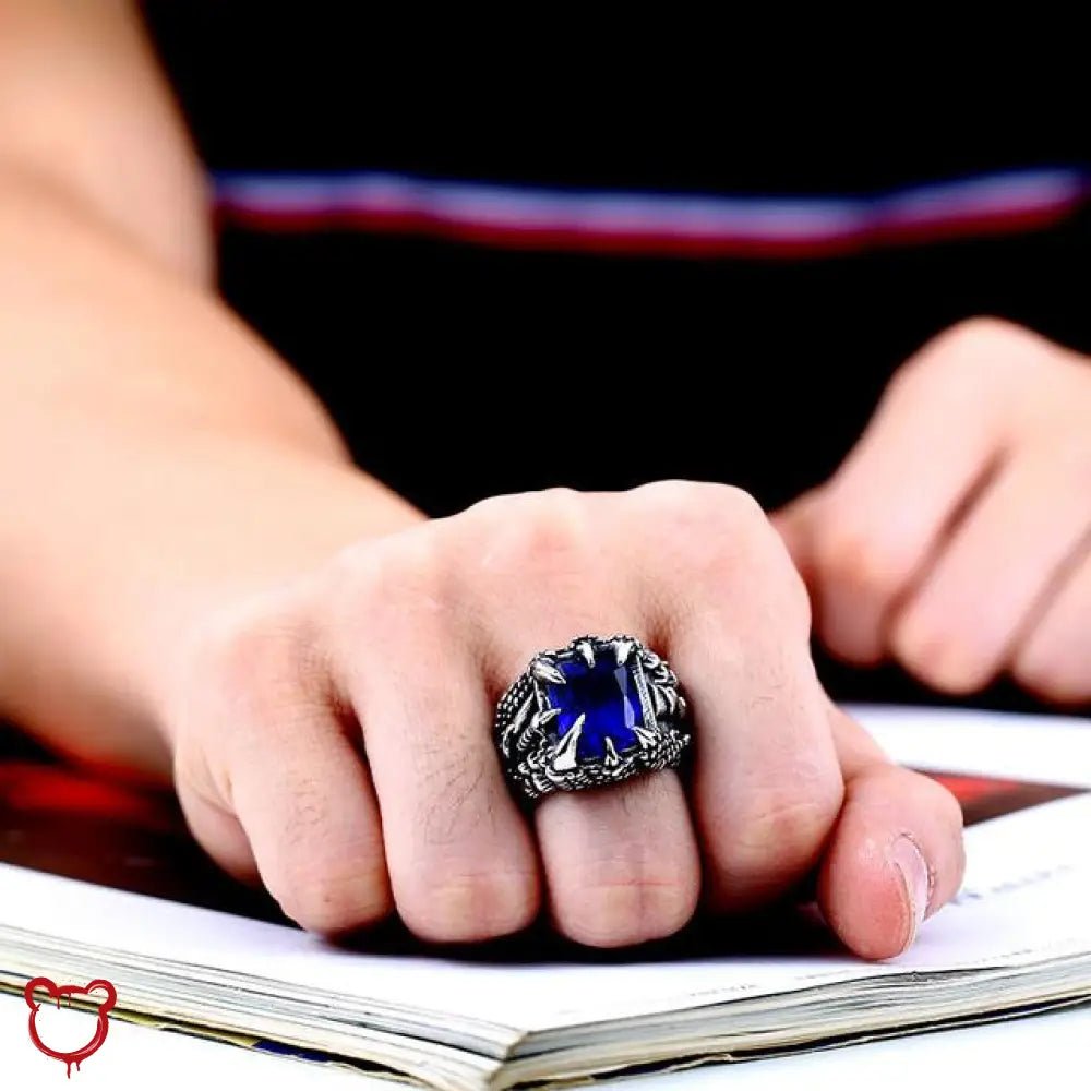 Red/Blue/Black Gothic Stone Ring - The Cursed Closet