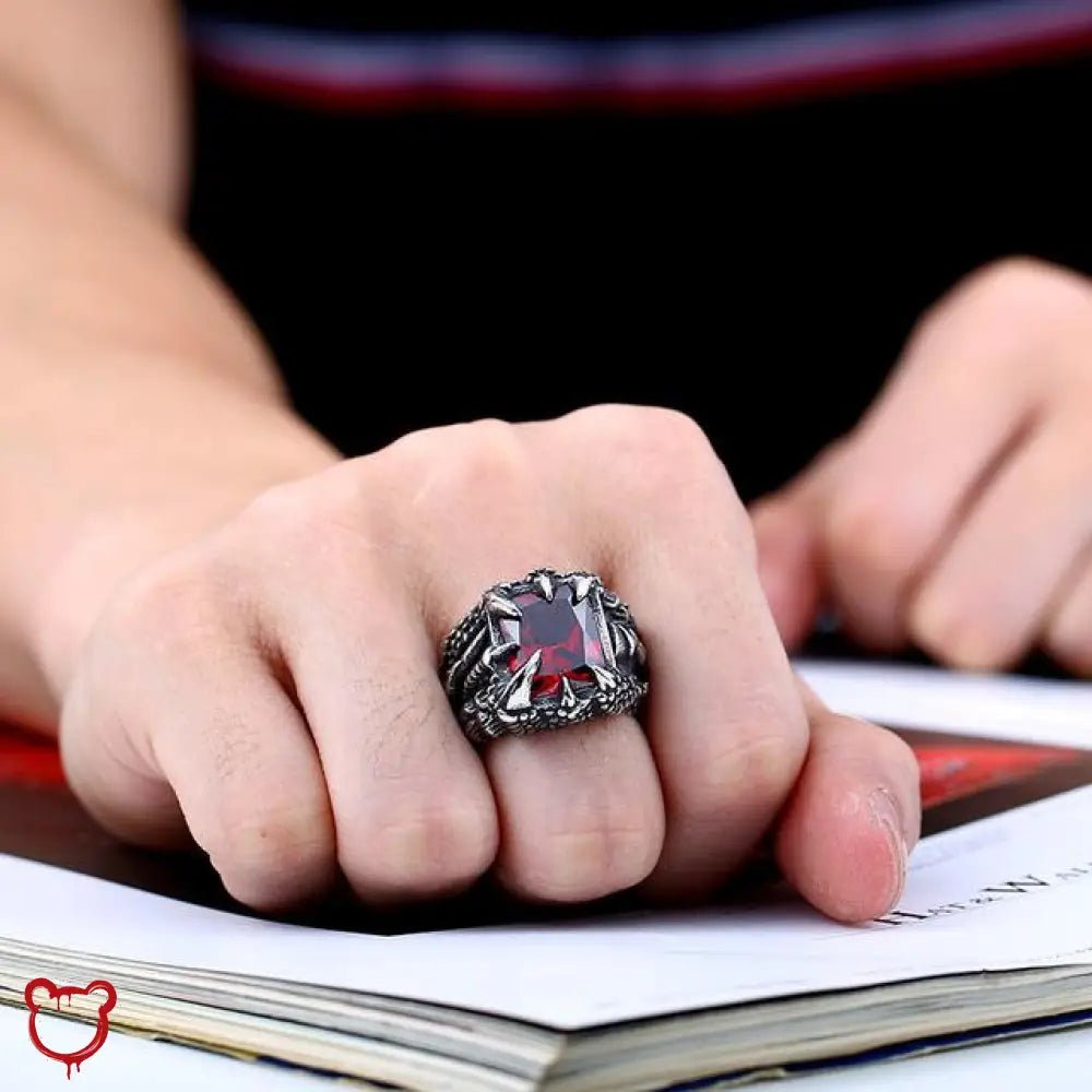 Red/Blue/Black Gothic Stone Ring - The Cursed Closet