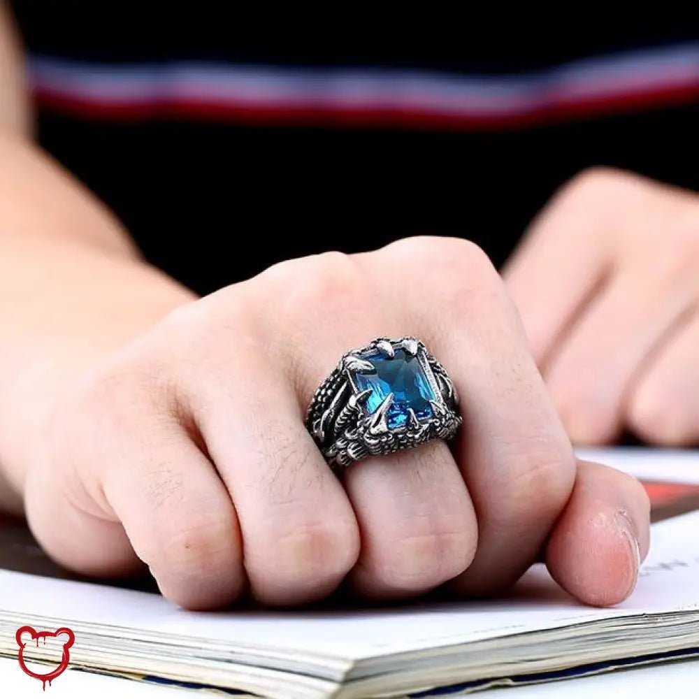 Red/Blue/Black Gothic Stone Ring - The Cursed Closet
