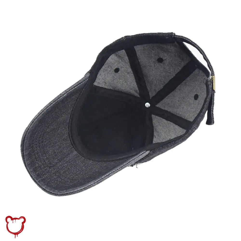 "Ripped Embroidered Black Cap" - The Cursed Closet