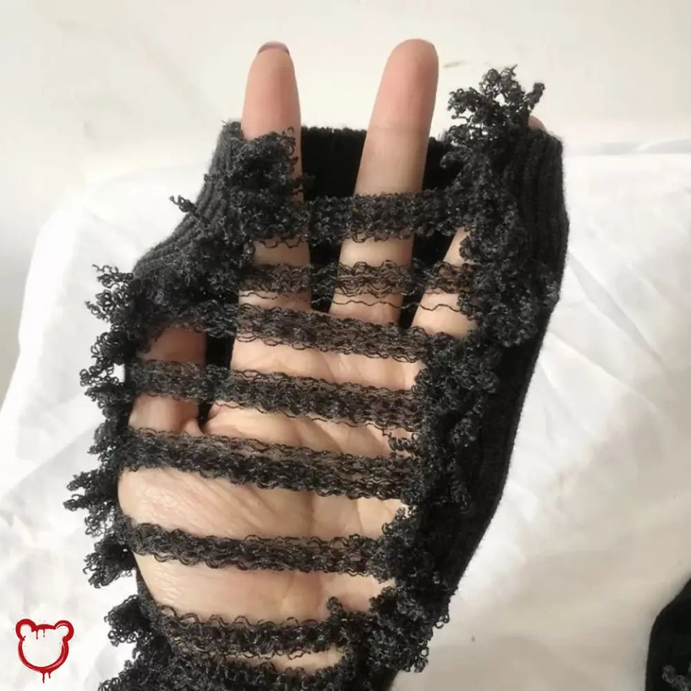 Ripped Gothic Black Knit Socks - The Cursed Closet