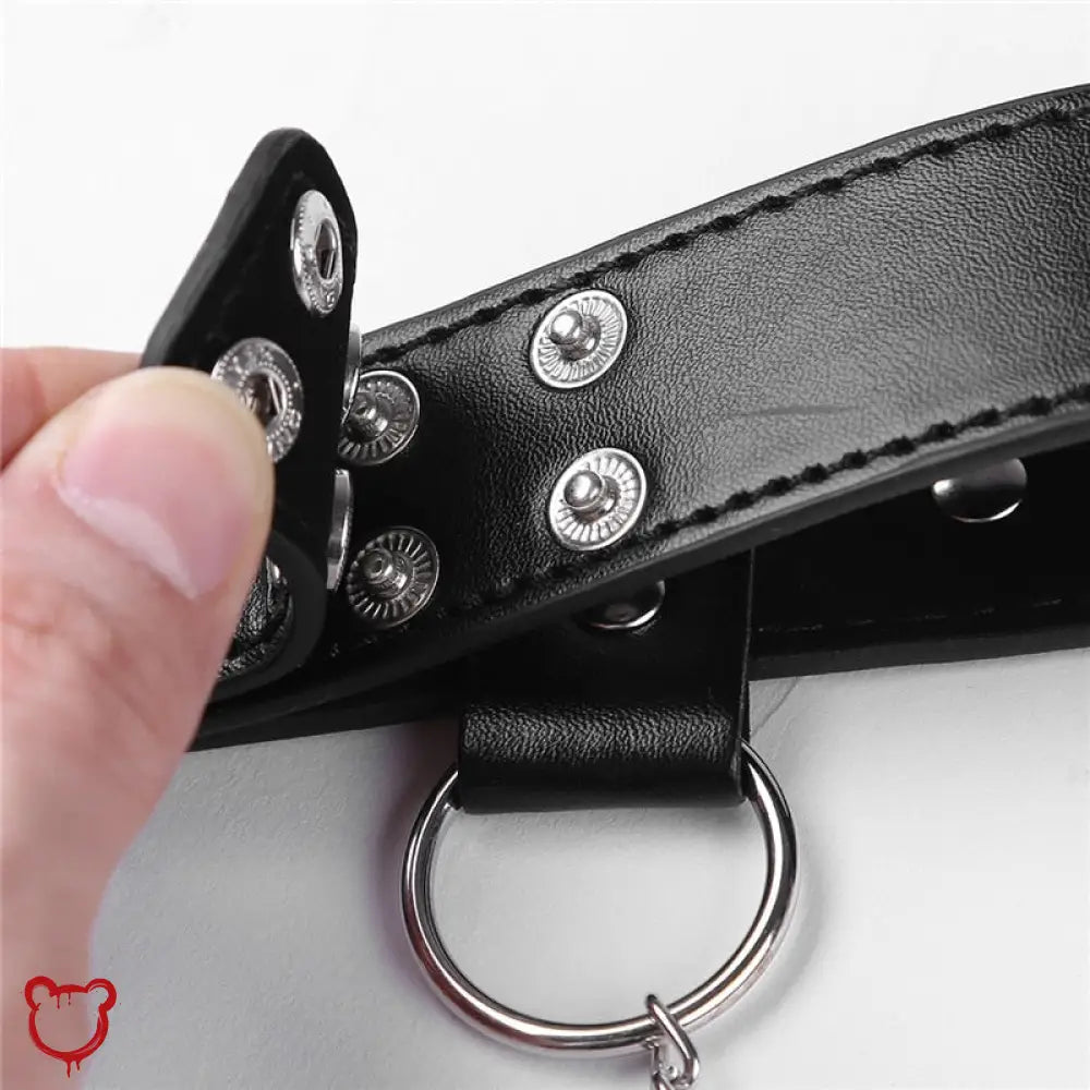 "Seductive Leather Chain Harness Set" - The Cursed Closet