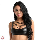 Seductively Sleek Leather Crop Bra - The Cursed Closet