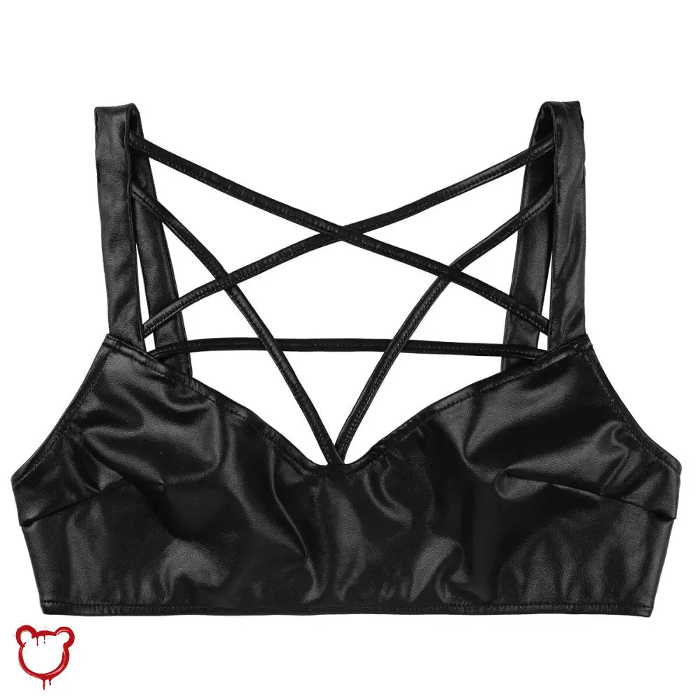 Seductively Sleek Leather Crop Bra - The Cursed Closet