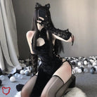 Serpent' Black Alt Goth Cheongsam Dress - The Cursed Closet