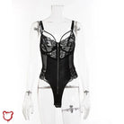 Sexy Black Lace Zipper Bodysuit - The Cursed Closet