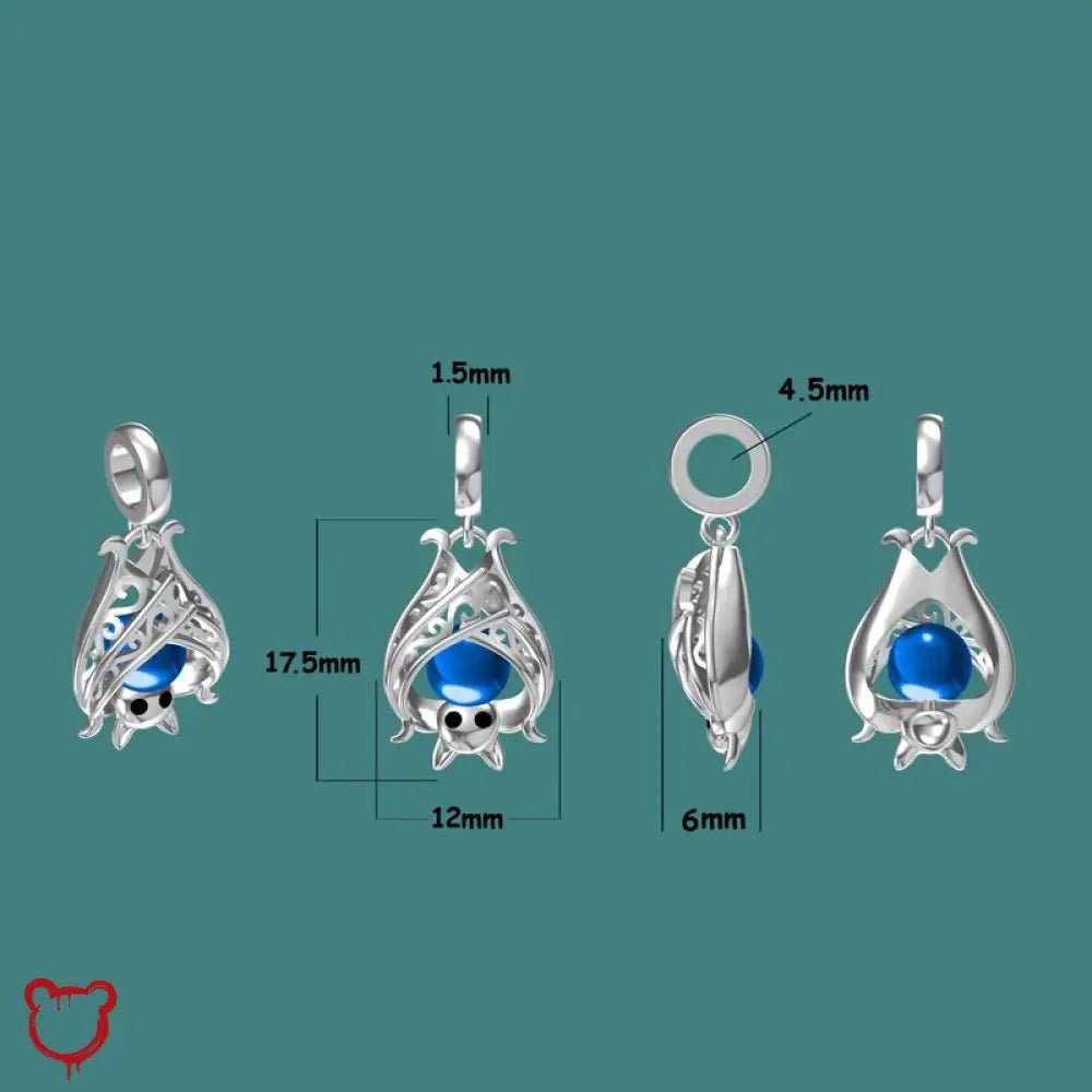 Silver Bat Charm - Glow Dark - The Cursed Closet