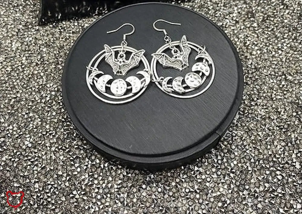 Silver Bat Moon Earrings - The Cursed Closet