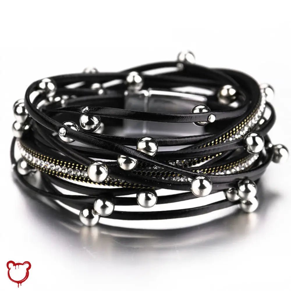 Silver Black Beaded Rope Bracelet - The Cursed Closet