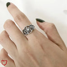 Silver Pentagram Stone Ring - Black/Clear - The Cursed Closet
