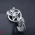 Silver Pentagram Stone Ring - Black/Clear - The Cursed Closet