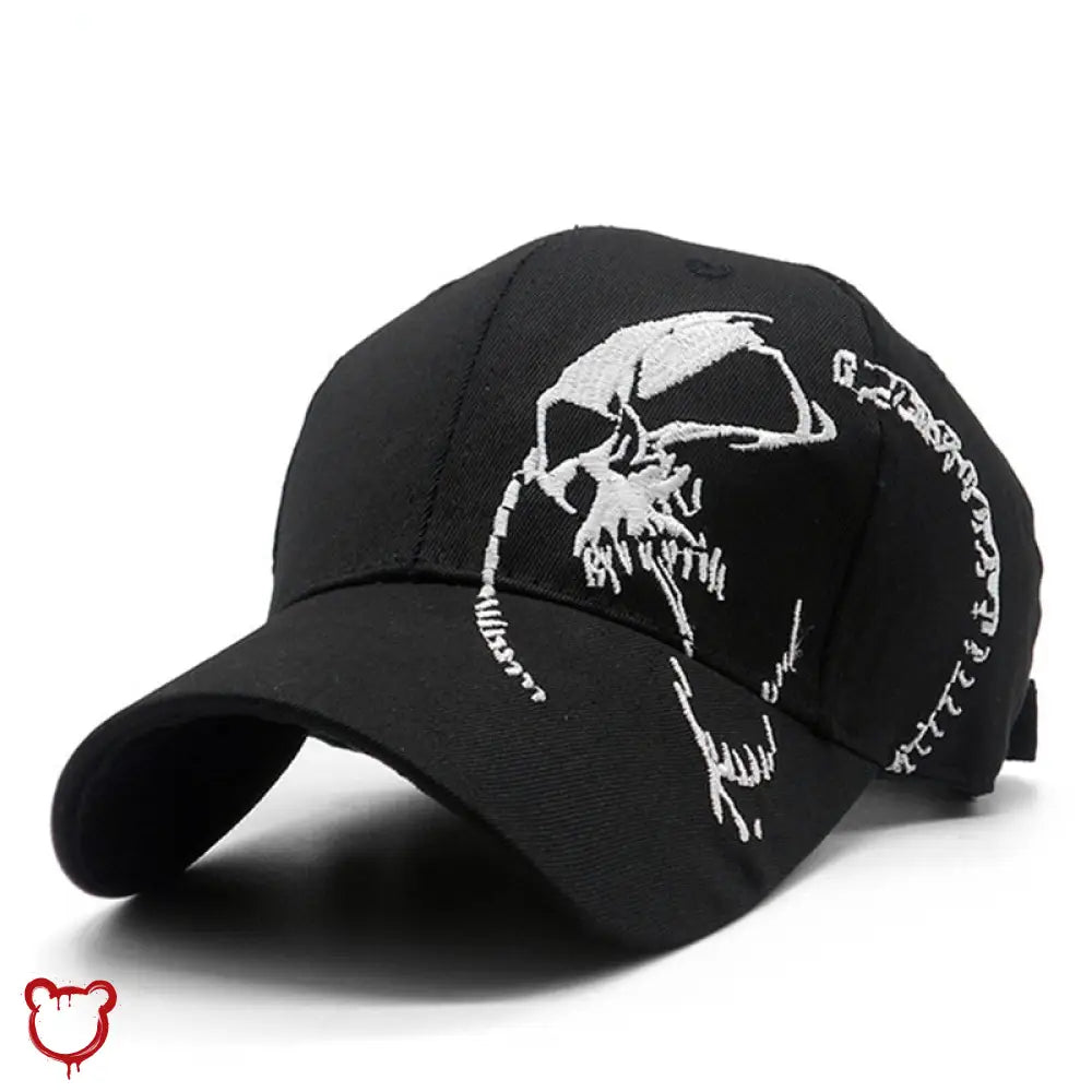 Skull Cap with Black Embroidery - The Cursed Closet