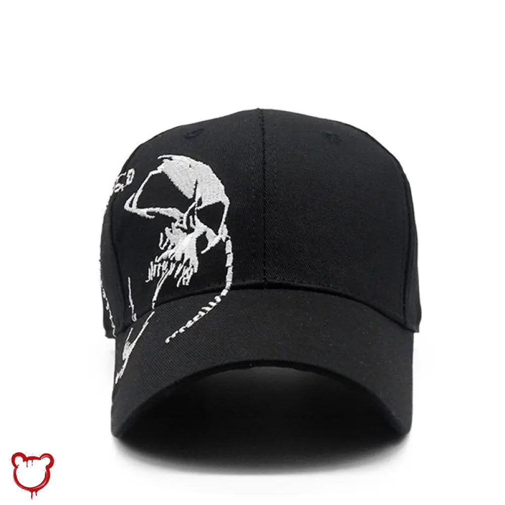 Skull Cap with Black Embroidery - The Cursed Closet