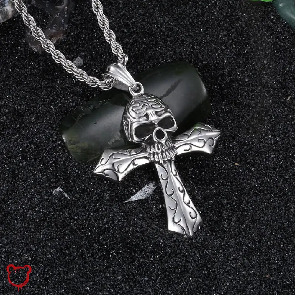 Skull Cross Pendant Necklace - The Cursed Closet