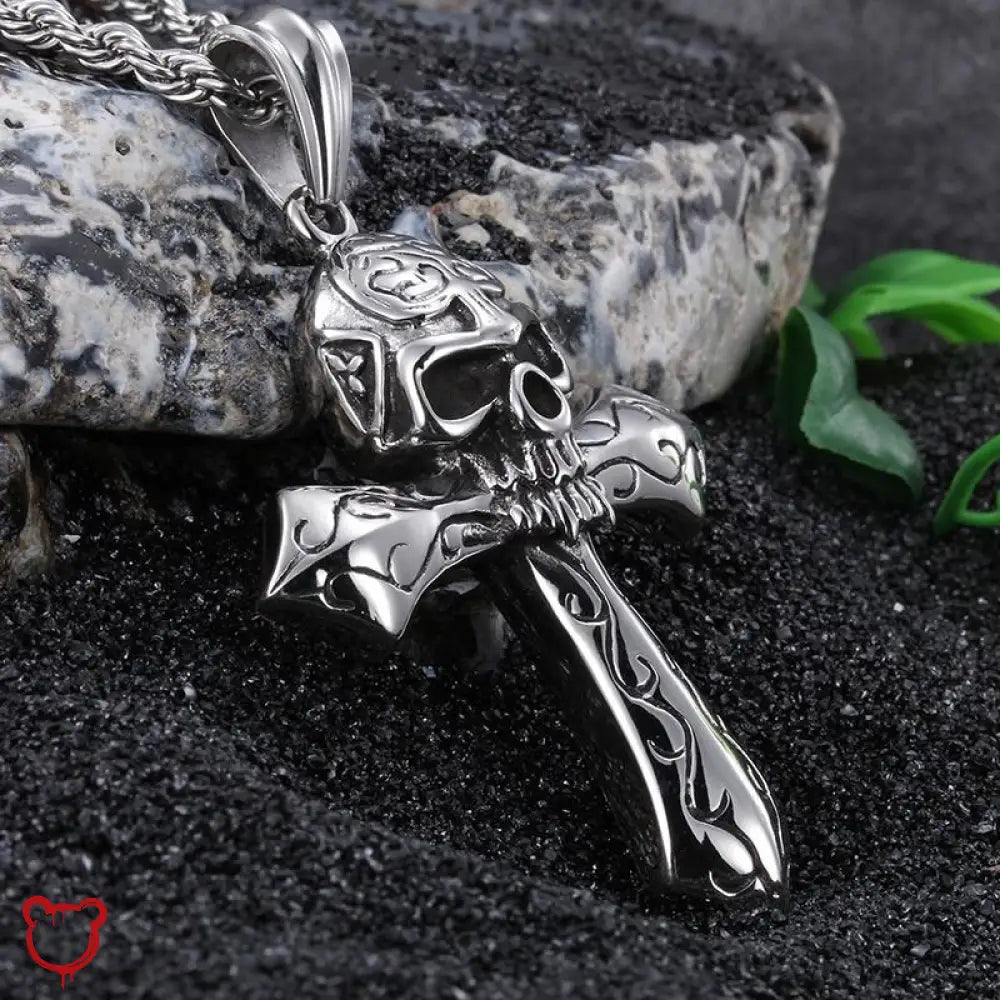 Skull Cross Pendant Necklace - The Cursed Closet