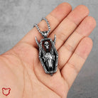 Skull Horn Necklace - Stainless Steel - The Cursed Closet