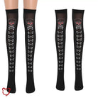 Skull Over - the - Knee Socks - The Cursed Closet