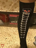 Skull Over - the - Knee Socks - The Cursed Closet