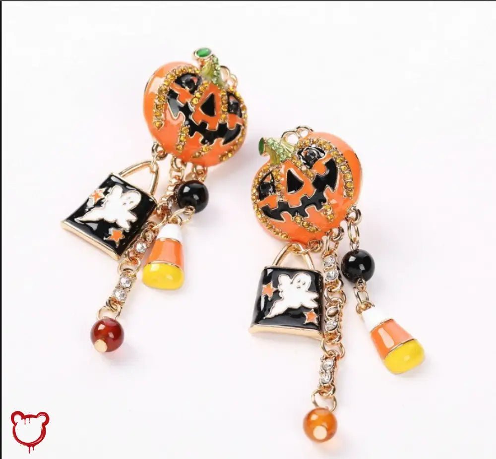 Spooky Pumpkin Tassel Earrings - The Cursed Closet