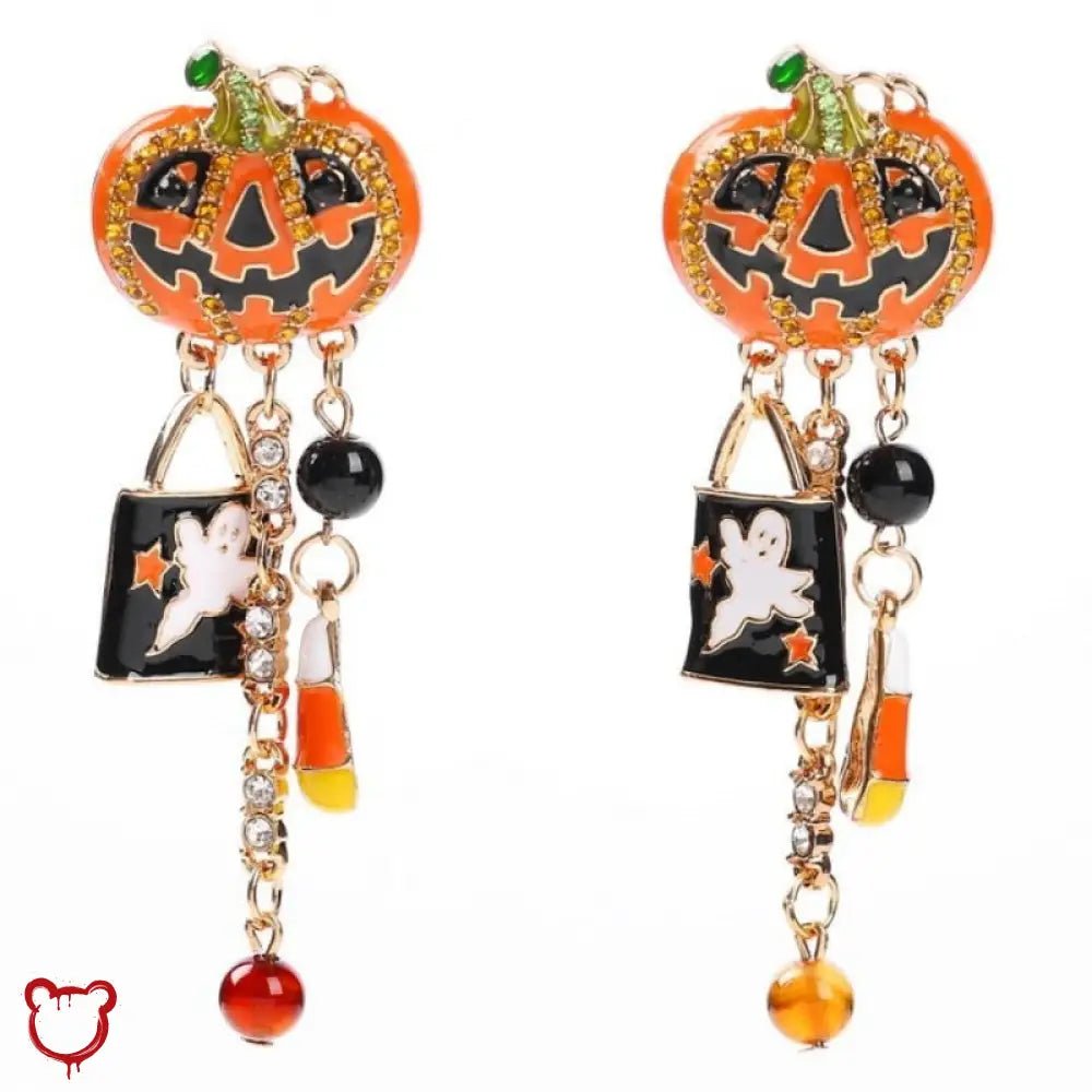 Spooky Pumpkin Tassel Earrings - The Cursed Closet