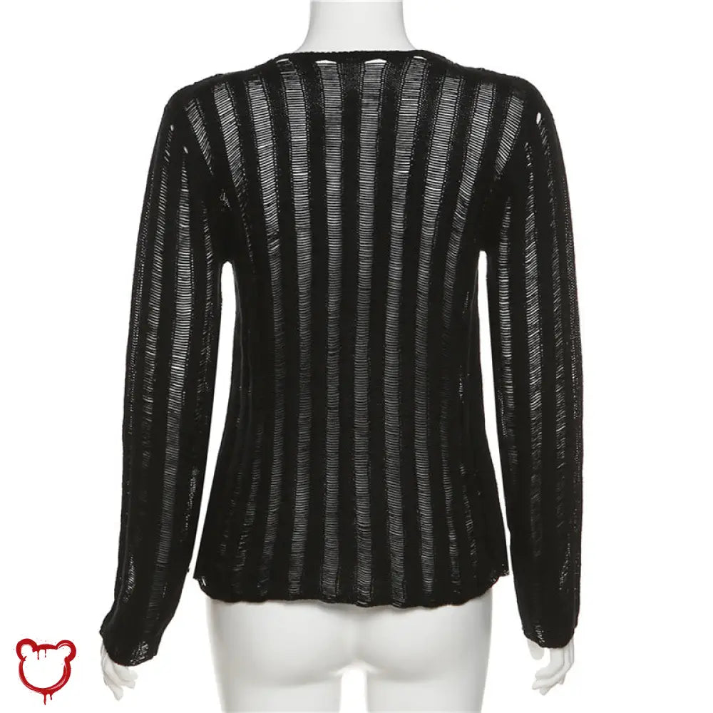 Sting's Laddered Black Lace - Up Sweater - The Cursed Closet