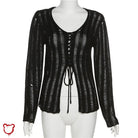 Sting's Laddered Black Lace - Up Sweater - The Cursed Closet