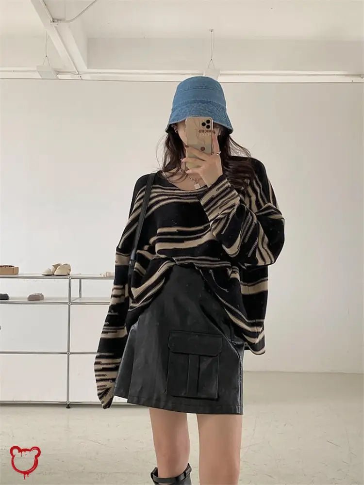 Striped Oversized Sweater - The Cursed Closet