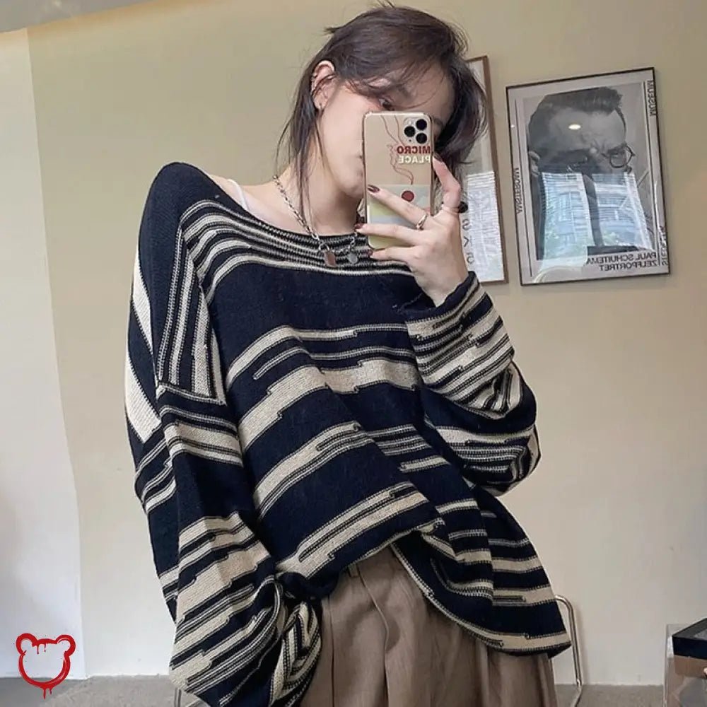 Striped Oversized Sweater - The Cursed Closet