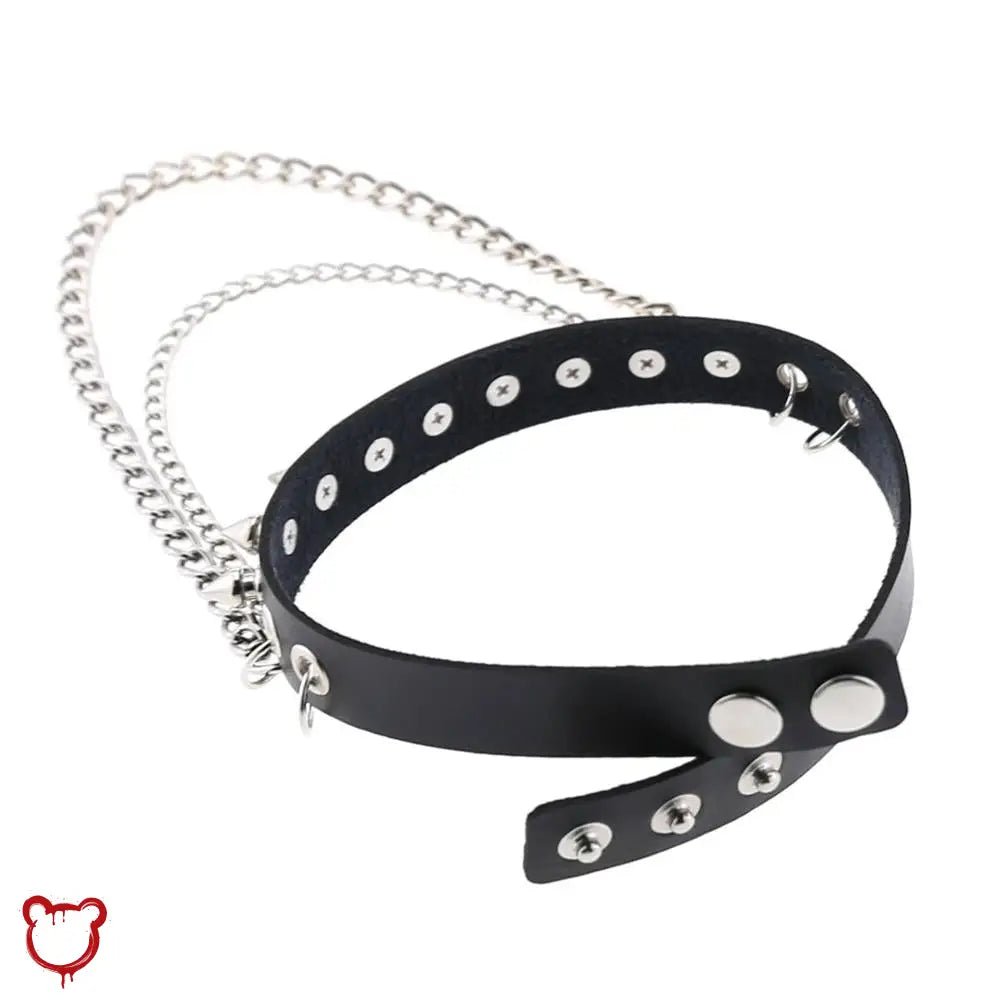 Studded Chain Leather Choker - The Cursed Closet