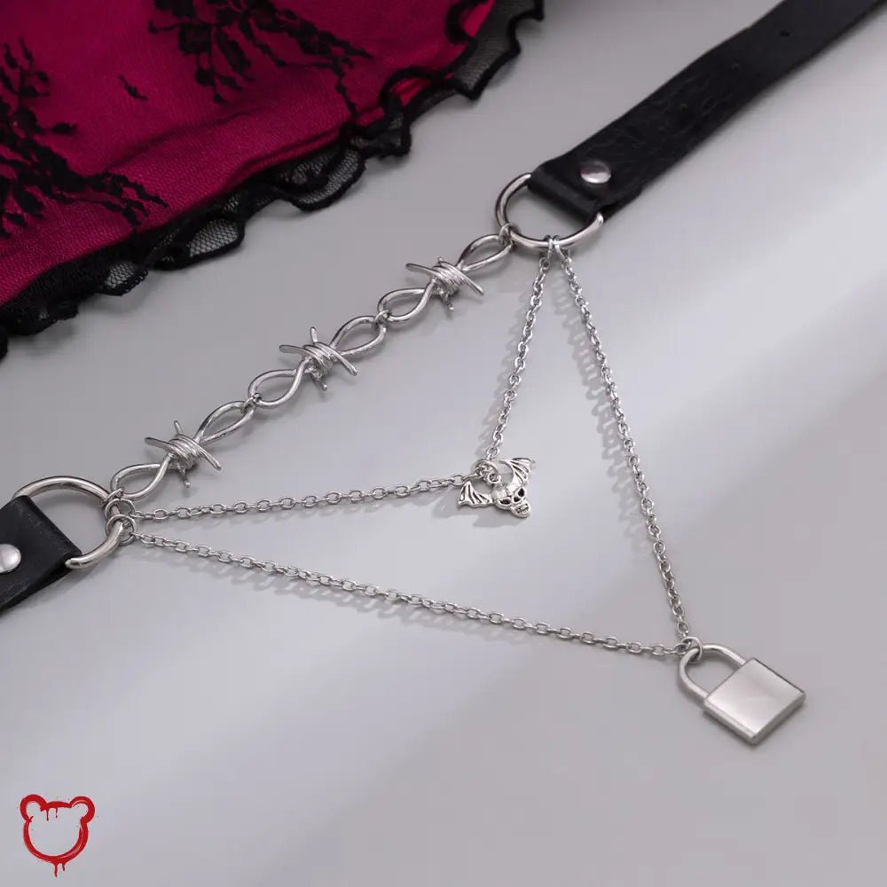 Sundown PU Leather Skeleton Necklace - The Cursed Closet