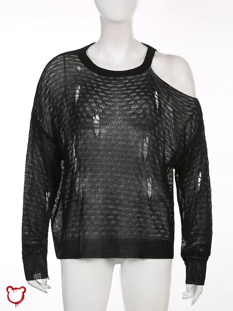 Terrifying Black Grunge Off - Shoulder Top - The Cursed Closet