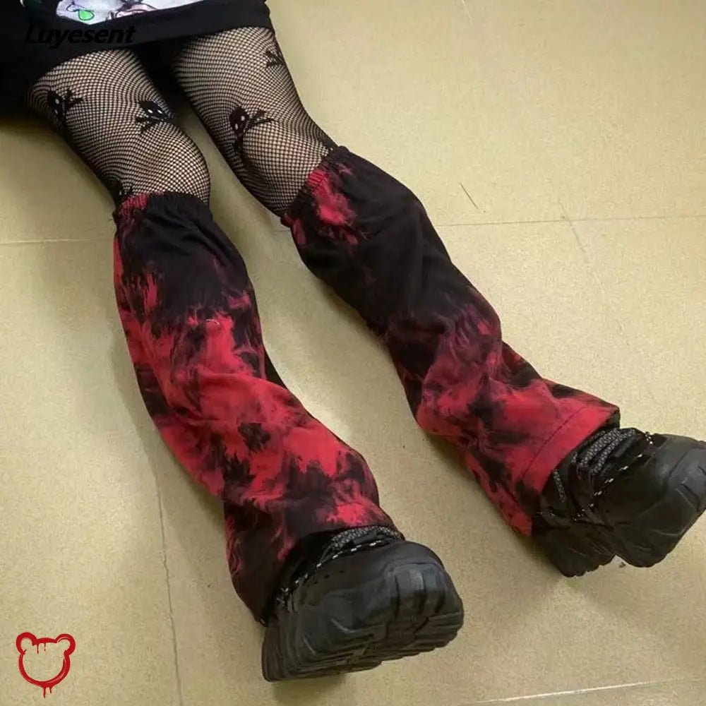 Tie Dye Leg Warmers - Red/Black. - The Cursed Closet
