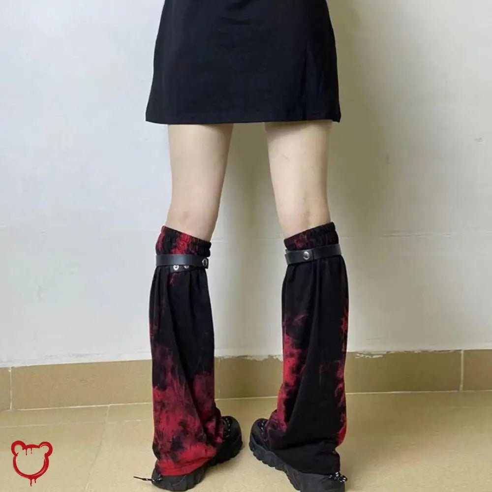 Tie Dye Leg Warmers - Red/Black. - The Cursed Closet