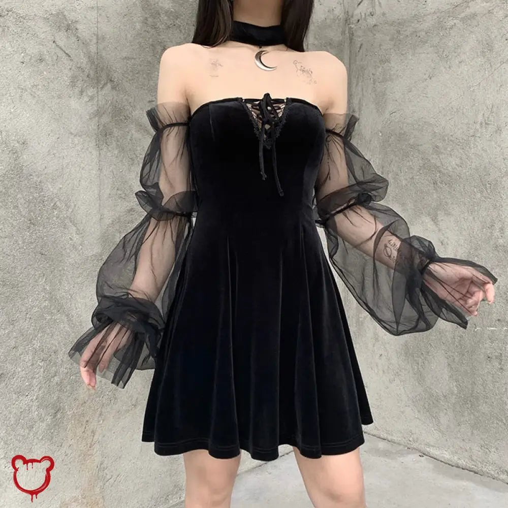 "Tragic Black Lace Sleeve Dress" - The Cursed Closet