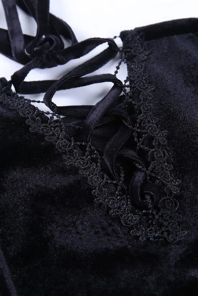 "Tragic Black Lace Sleeve Dress" - The Cursed Closet