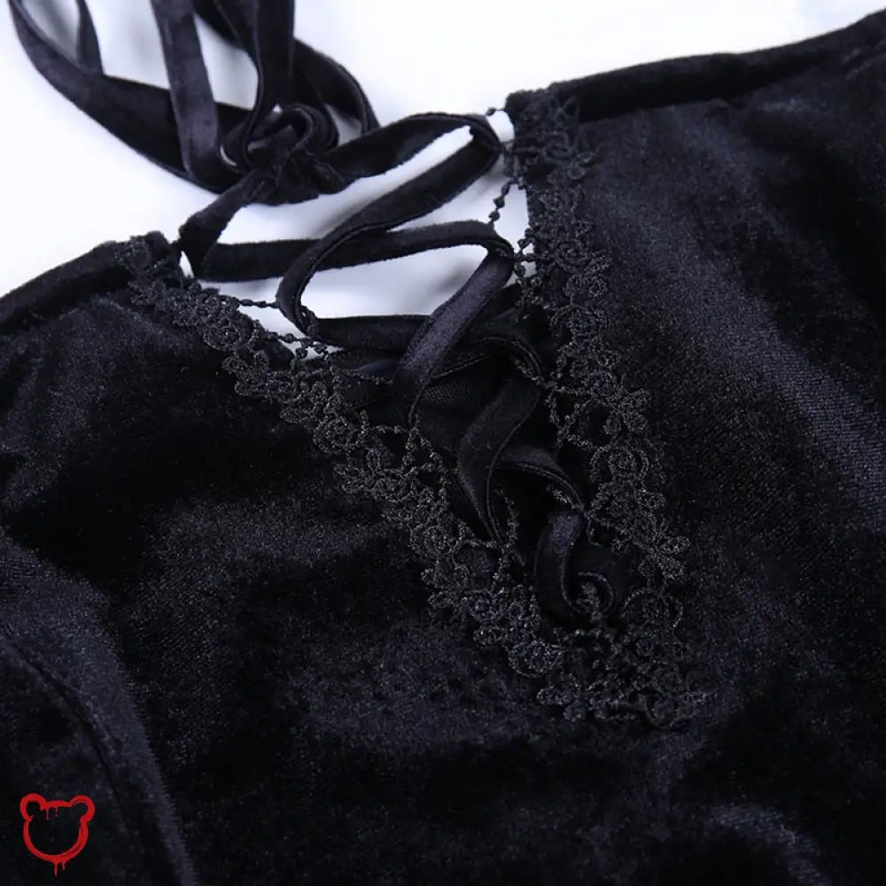 "Tragic Black Lace Sleeve Dress" - The Cursed Closet