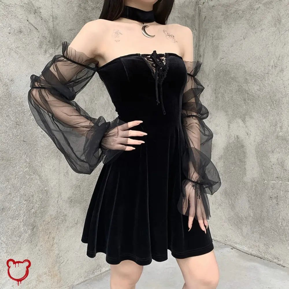 "Tragic Black Lace Sleeve Dress" - The Cursed Closet