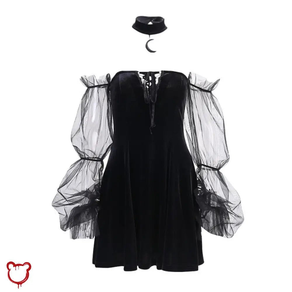 "Tragic Black Lace Sleeve Dress" - The Cursed Closet