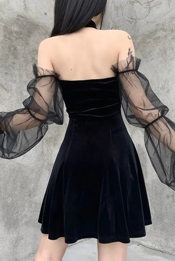 "Tragic Black Lace Sleeve Dress" - The Cursed Closet