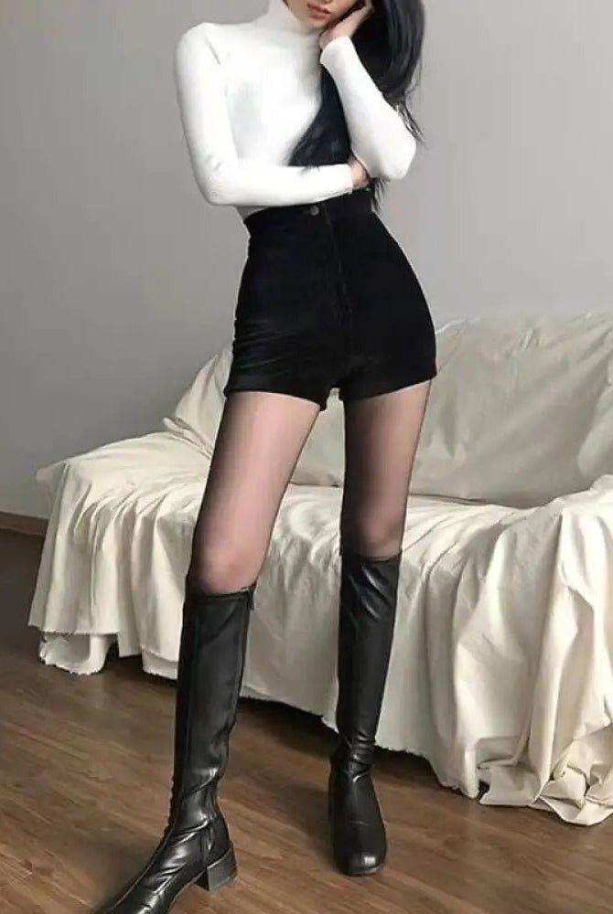 "Velvet Goth High Waist Shorts" - The Cursed Closet
