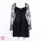 "Velvet Grunge Long Sleeve Dress" - The Cursed Closet