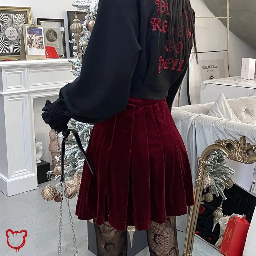 Velvet Pleated Mini Skirt - The Cursed Closet