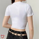 White Tee with Bust Buckle Pattern - The Cursed Closet