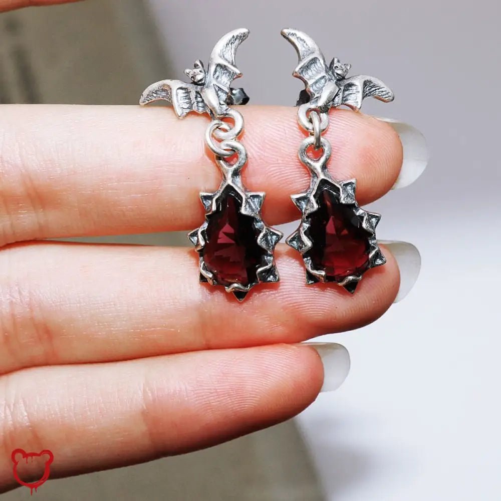 Zircon Bat Night Earrings. - The Cursed Closet
