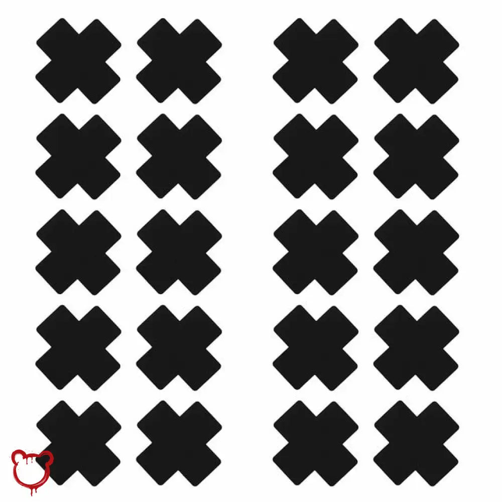 The Cursed Closet 20 Pcs Black Cross Shape Self-Adhesive Nipple Pasties at $14.99 USD