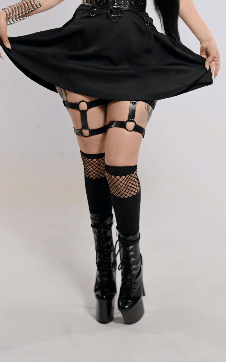 Noir Fishnet Knee Highs - The Cursed Closet