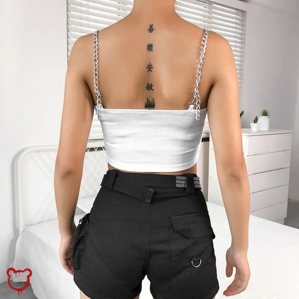 90S White Chain Crop - Angel White / L Clothing