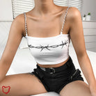 90S White Chain Crop - Angel White / M Clothing
