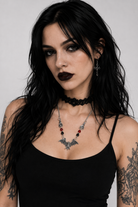 Gothic Bat Necklace Silver Plated